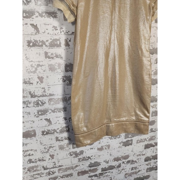 2B.Rych Dress Size 4 Metallic Gold Sparkle Edgy Zipper Pockets Linen Rocker - Picture 8 of 16